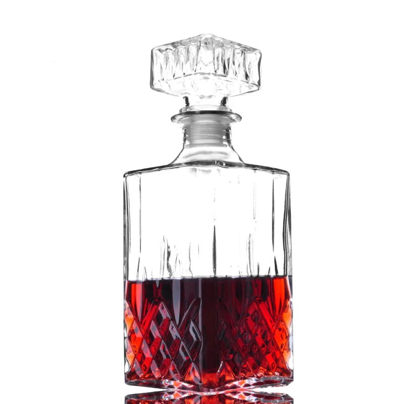 Light Luxury Crystal Glass Bottle Nordic Transparent Rhombic Relief Red Wine Decanter Storage Wine Bottle Kitchen Accessories 6