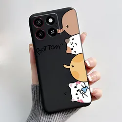 Black Shockproof Silicone Phone Case with Cute Cat Design - Aesthetic Bumper Cover for ZTE Blade A35 (HEI - TPU401)