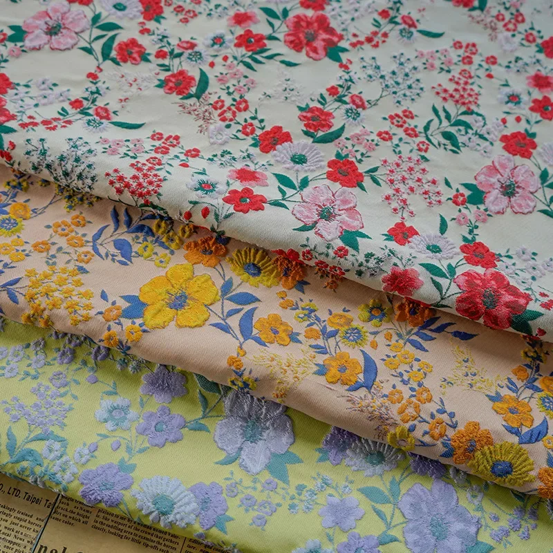 

Bright Floral Relief Jacquard Fabric Elegant Women's Dress Shirt Bag Decorative Sewing Fabric