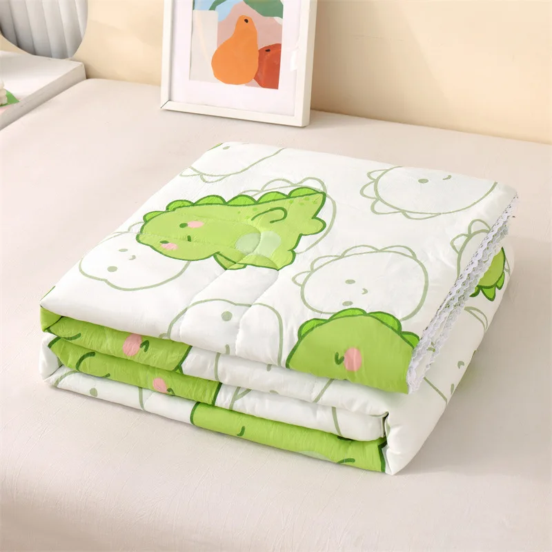 

Cartoon Kids Summer Quilt Comforter Dinosaurs Summer Duvet Animal Leaf Lightweight Washable Air-conditioner Quilts No Pillowcase