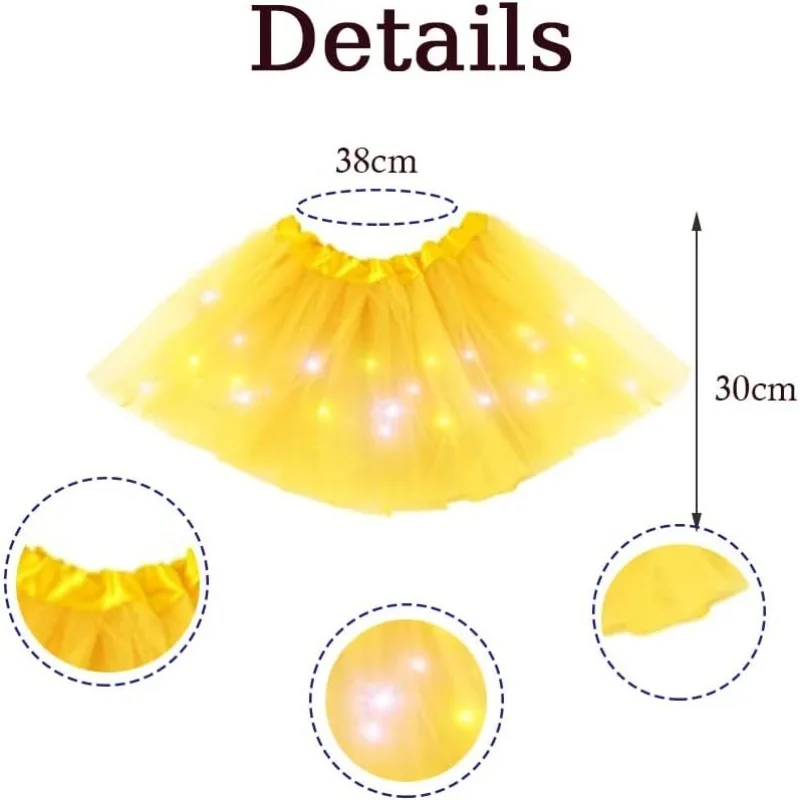 LED Glowing Light Kids Girls Princess Tutu Skirts Children Cloth Wedding Party Dancing Miniskirt Costume Cosplay Led Clothing