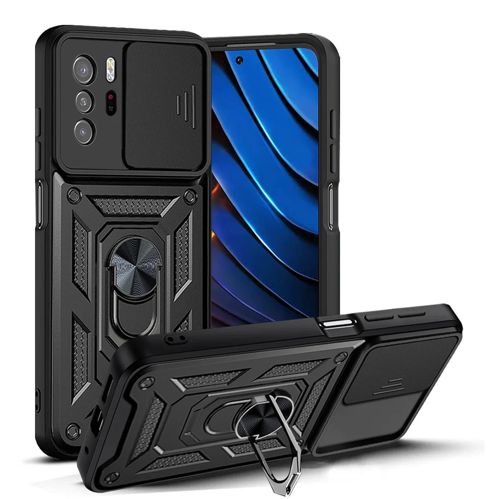 

for POCO X3 GT Armor Shockproof Case for Xiaomi POCO X3 GT Camera Lens Protective Magnet Holder Ring Case Cover for X 3 GT