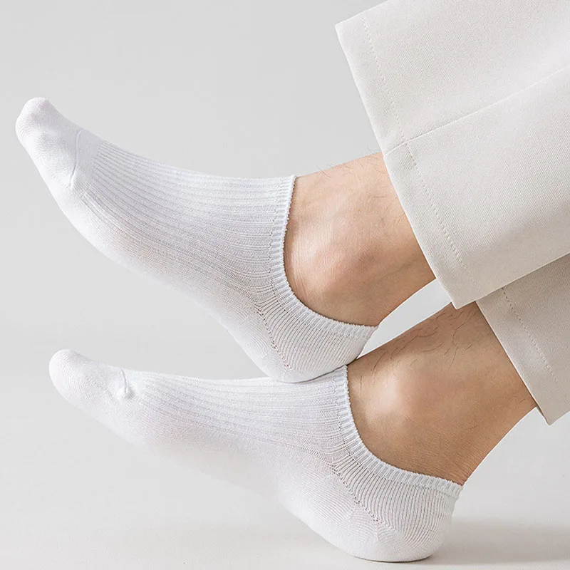 Men's Cotton Socks - 5 Pairs Breathable Mesh Low Cut Sports Socks for Summer
