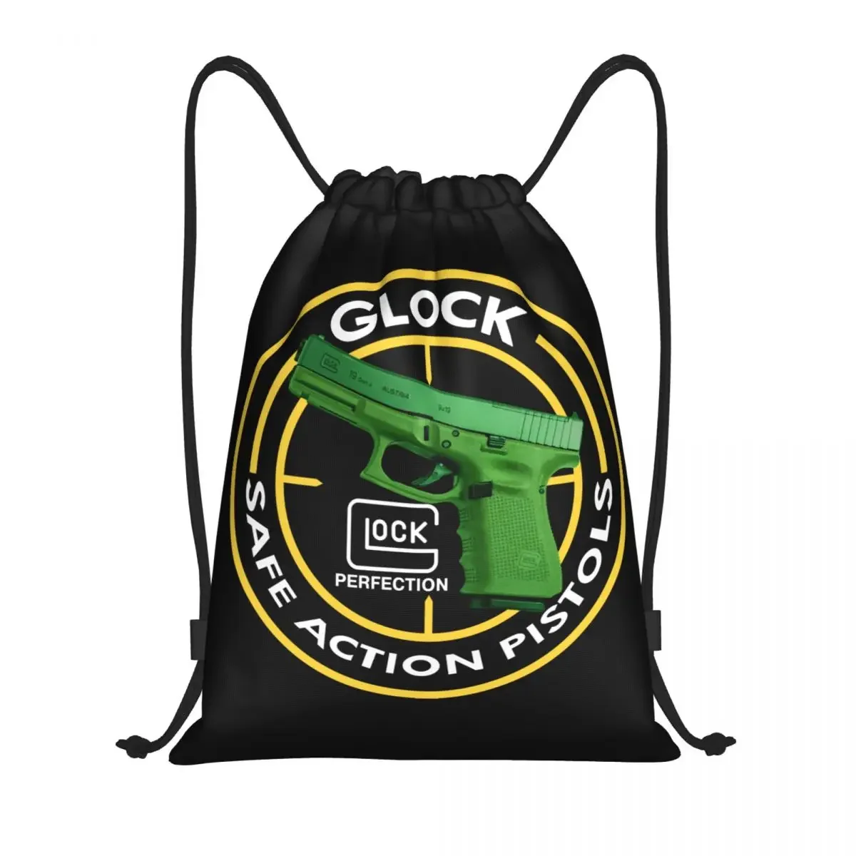 

Классный рюкзак Glock 19 на шнурке для женщин и мужчин, спортивный рюкзак для спортзала, складной Американский Рюкзак для покупок с пистолетом