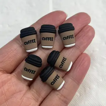 10pcs Fall Brown Coffee Cup Resin Cartoon Kawaii Bow Bunny Junk Phone Case Decoration Flatback Diy Craft Long Nail Art Charms 1