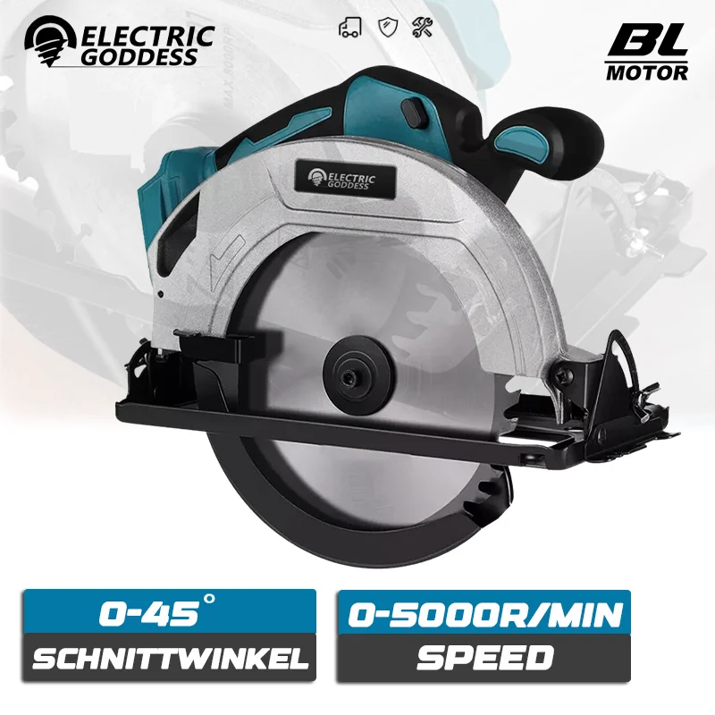 Electric Saw Brushless 5/7 Inch Electric Circular Saw Cordless Woodworking Saw 45degree Cut Adjustment Tool for Makita 18v Battery Pin
