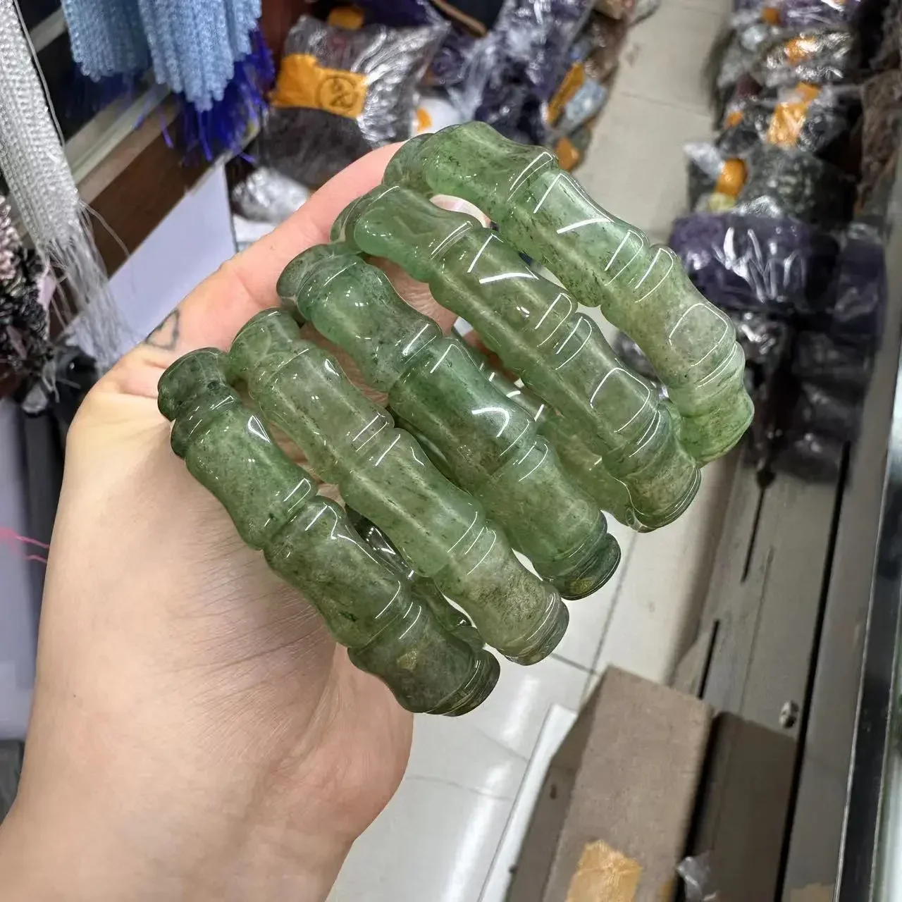 천연 Aventurine 스톤 비즈 팔찌, 천연 보석, 스톤 뱅글, 고급 주얼리, 여성 선물, 도매, 11 × 16mm, 2024 신상