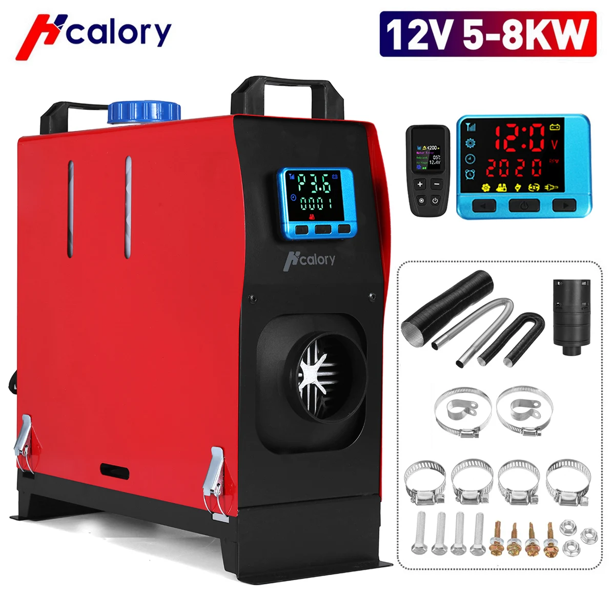 Hcalory All in One 5-8KW 12V 2KW Car Heating Diesels Air Parking Heater LCD Switch Remote Control car heater for Car Truck Bus Garage