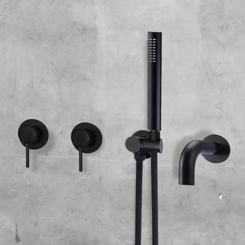 Round copper concealed shower built in wall hot and cold concealed