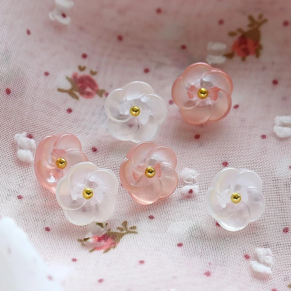 

20/40Pcs Flower Shape Buttons Colorful Translucent Resin Button for Sewing Blouse Shirt DIY Scrapbooking Apparel Buttons Decor