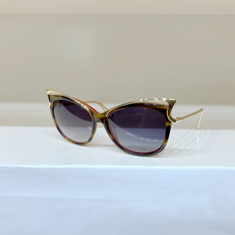 

Colorblock Cat Eye Large Frame Gradient Lens High Quality Women's Sunglasses 3298 Men's Fashion Glasses With Metal Temples