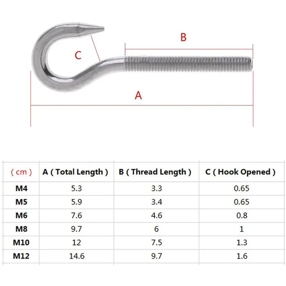 1Pc Suspension Sheep Eye Screw 304 Stainless Steel Fasteners Tools Hanging Hook without Nuts M4 M5 M6 M8 M10 Bolt Ring Hardware stainless steel screws