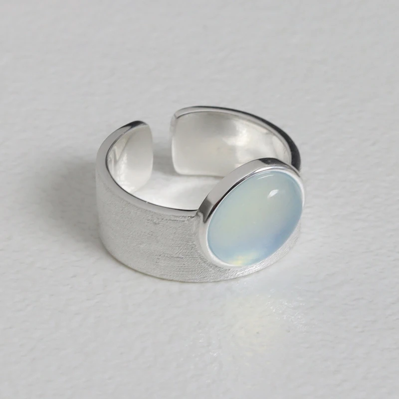 925 Sterling Silver Rings Blue Moonstone