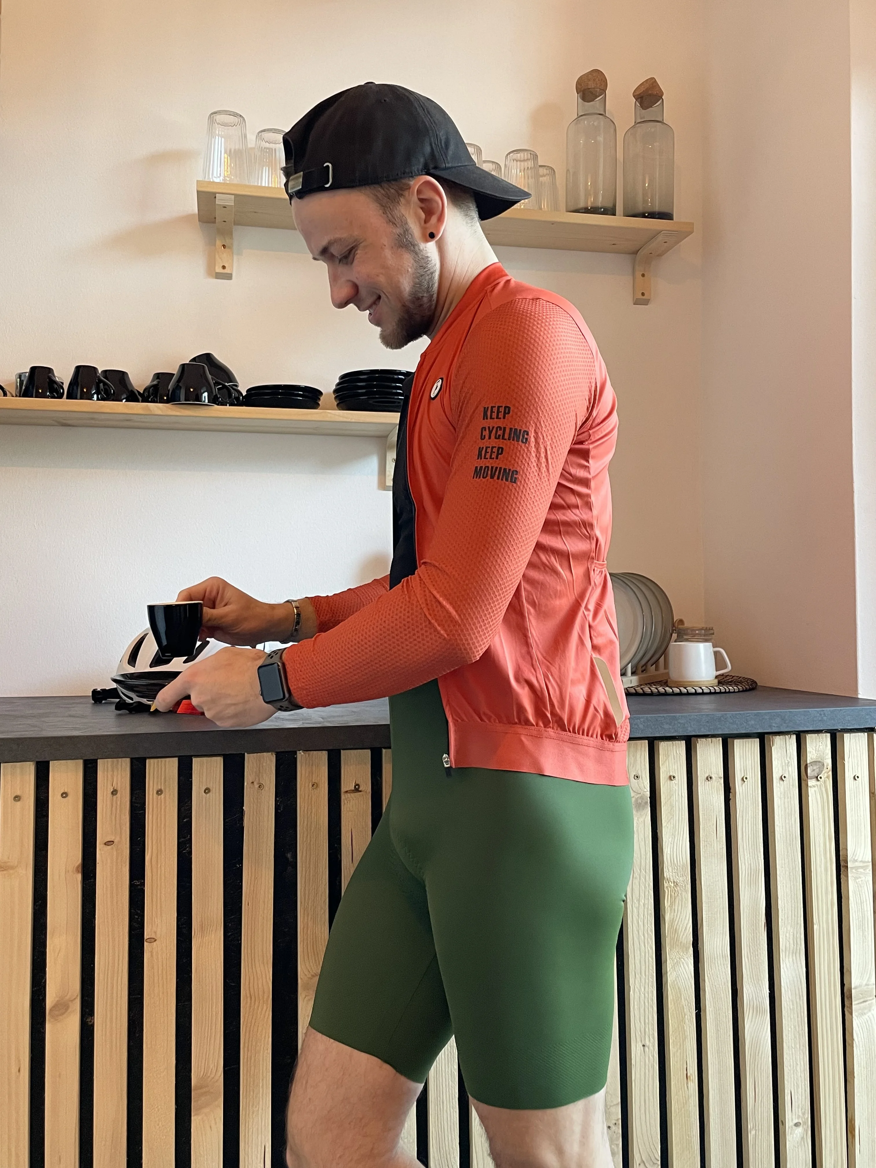 Maillot de cyclisme - AM RF - Manches longues - Vert/Blanc - Respirant