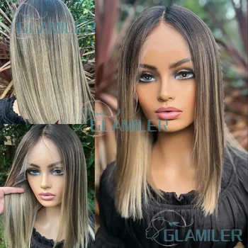 Highlight Brown Blonde Balayaga Human Hair 13x6/360 Lace Frontal Wigs Pre Plucked Glueless 5x5 Silk Top Closure Human Hair Wigs