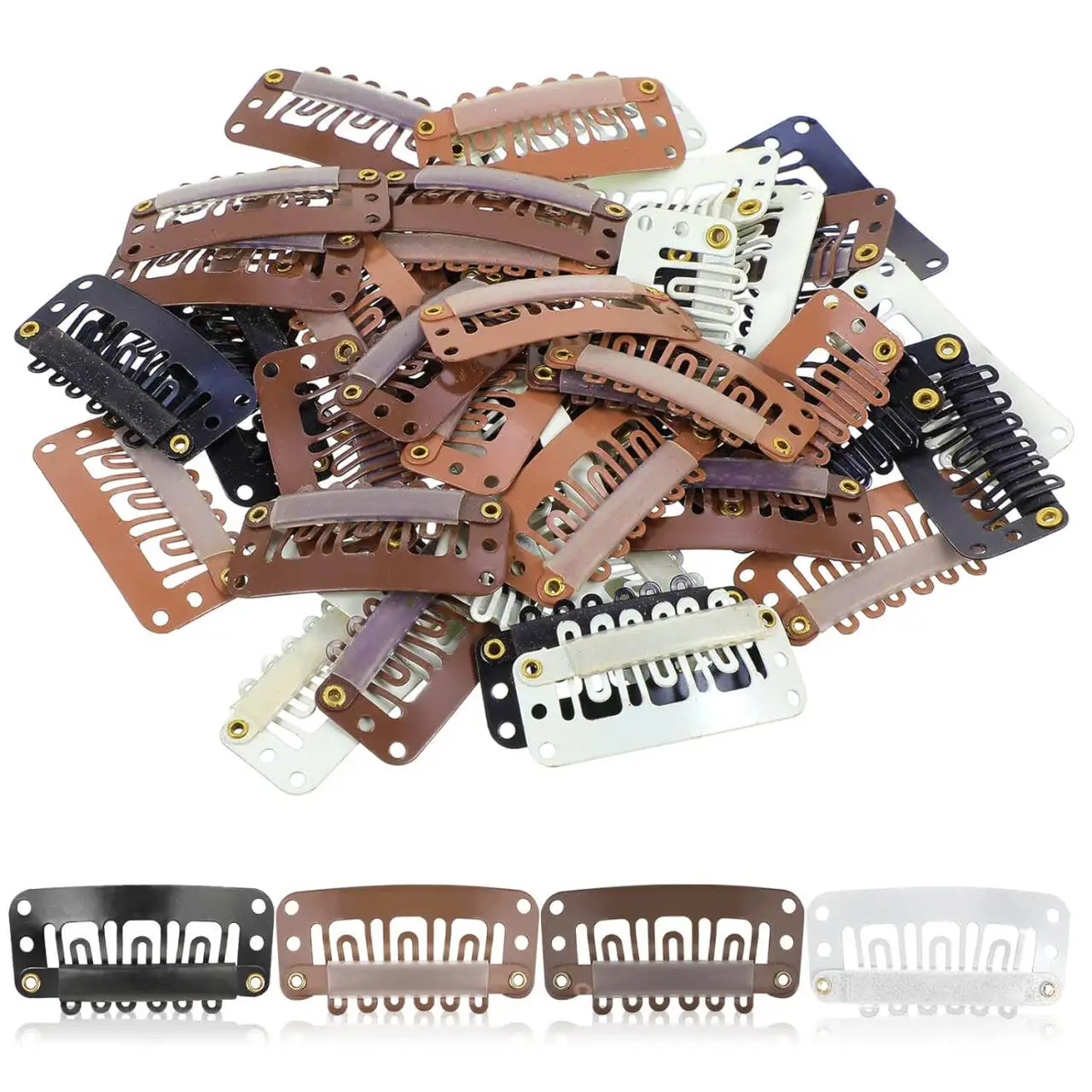 20/50개 32mm 6개 톱니 가발 클립 금속 스냅 핀 여성용 작은 헤어 빗 연장 헤..