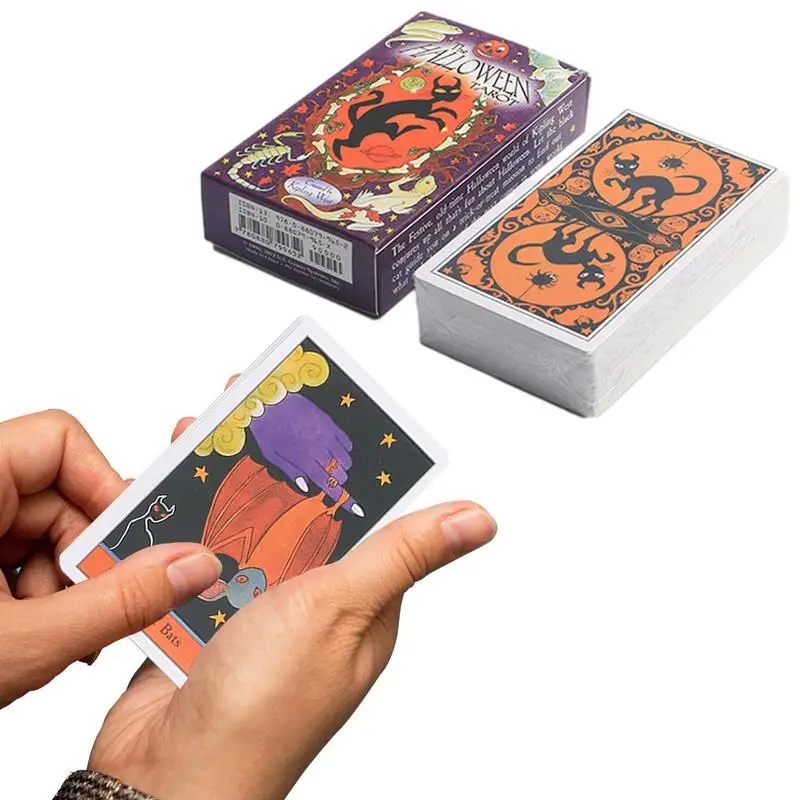 

11.3x6.3x3.2cm The Halloween Tarot 78PCS New Deck Oracle Card Tarot Card Booklet Card Black Cat Pumpkin Pattern Board Deck Games