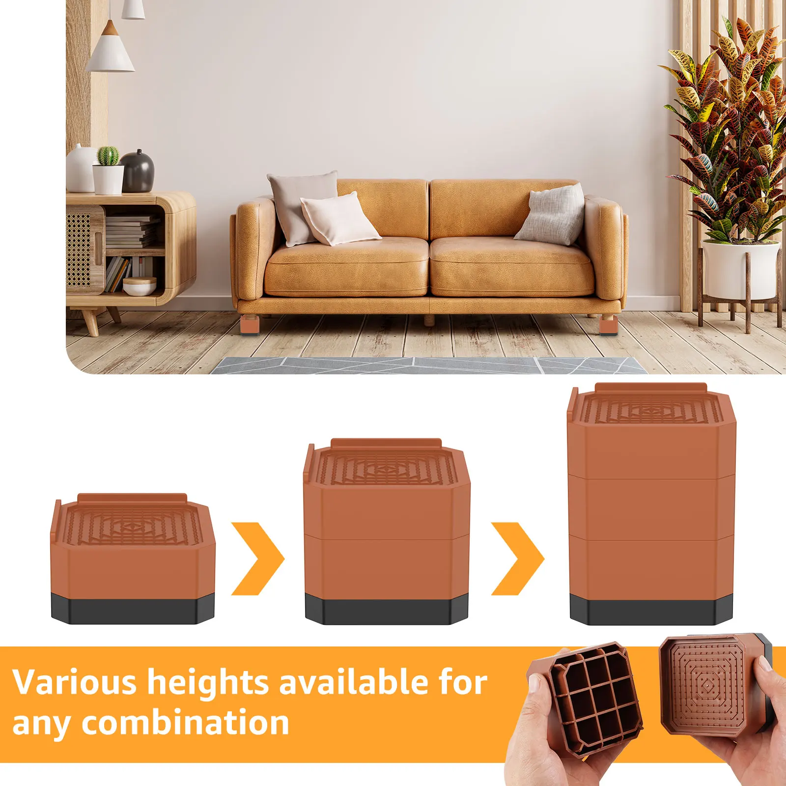 Adjustable Heavy Duty Plastic Furniture Risers for Bed Table Sofa
