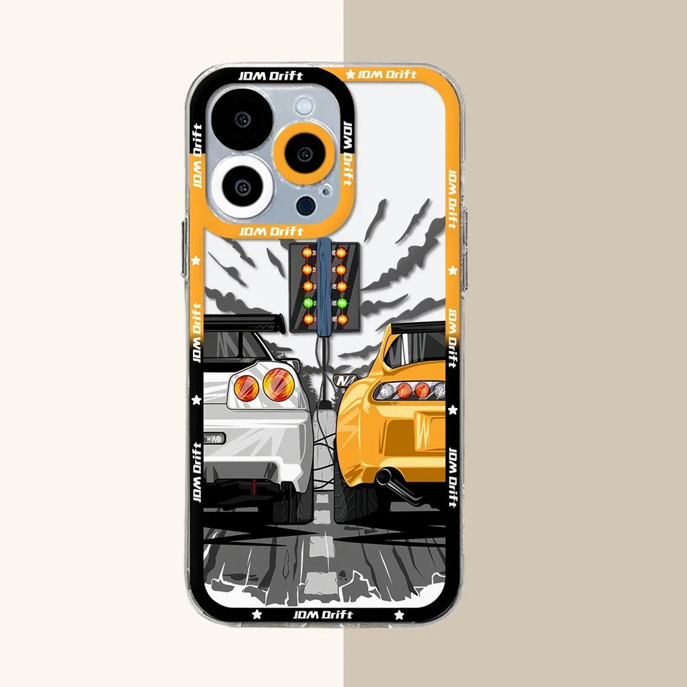 Tokyo JDM Drift Sports Car Transparent Soft Silicone Phone Case