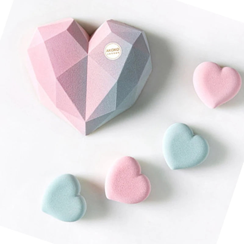 

Diamond Heart Chocolate Silicone Mould 3D Love Cake Mould Birthday Fondant Chocolate Baking Mould Handmade Chocolate Cake Making