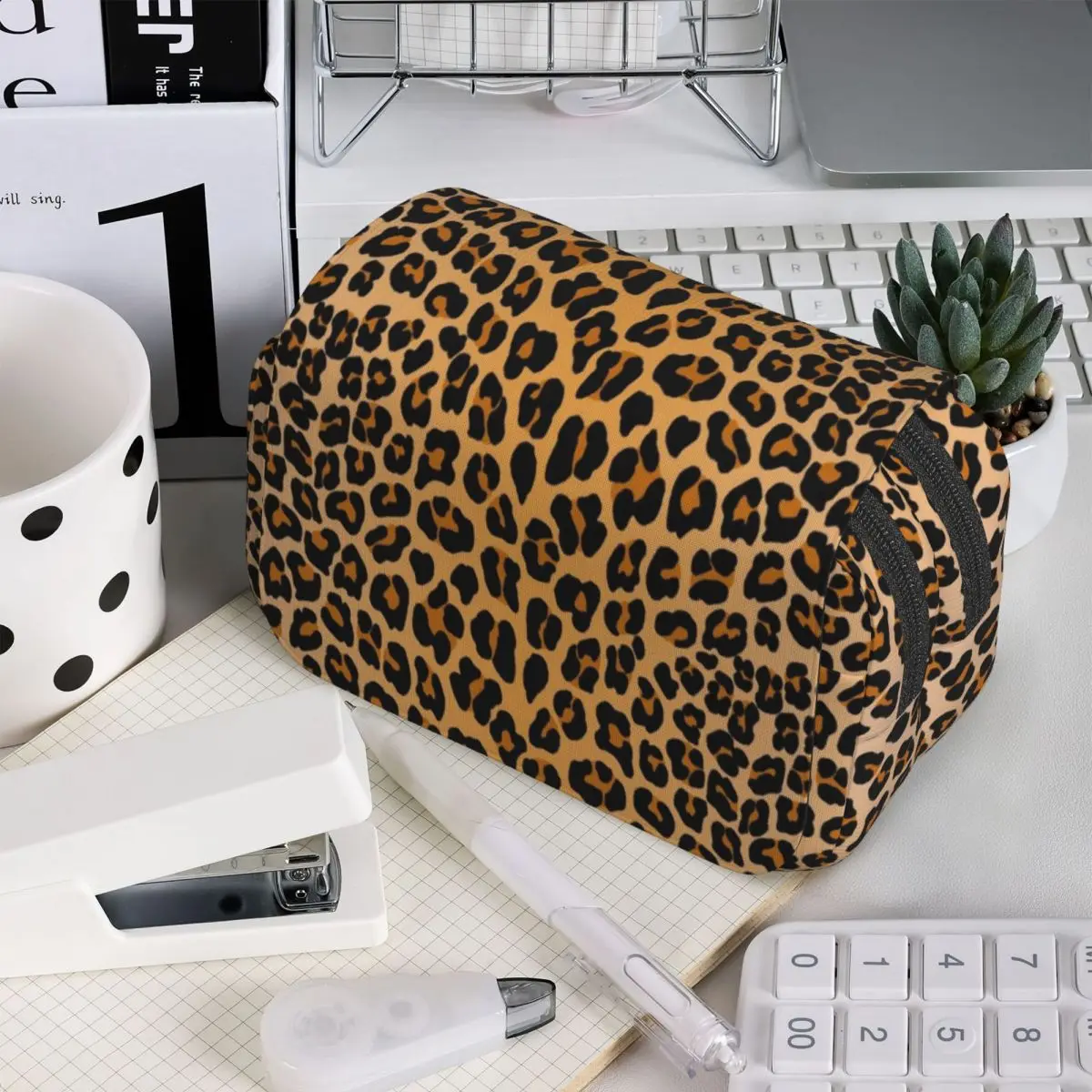 Astuccio con stampa leopardata per bambini, astuccio per la scuola, borsa per matite, articoli di cancelleria, borsa porta penne