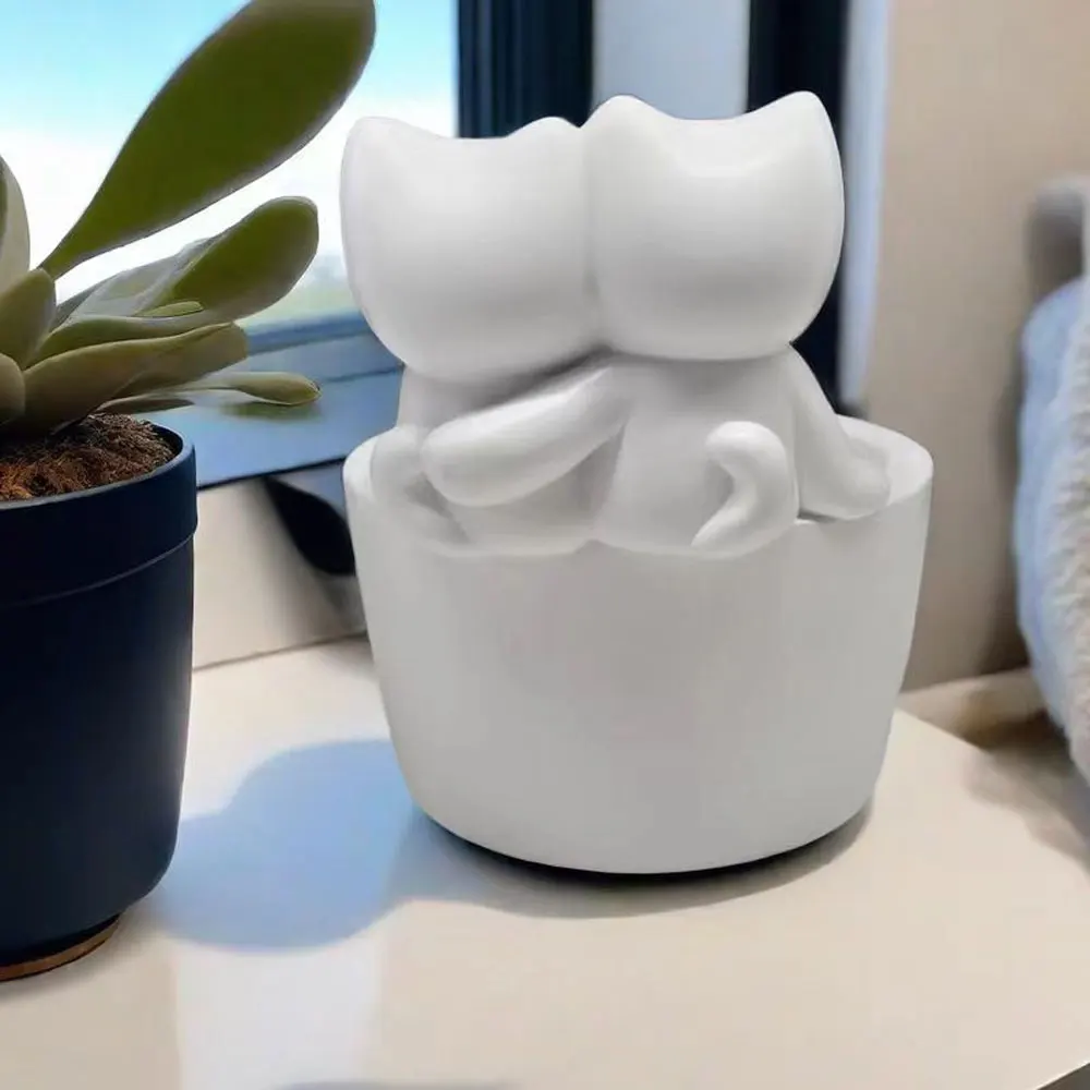 Portacandele A Forma Di Gattino In Resina Multicolore - Decorazione Creativa Per Casa