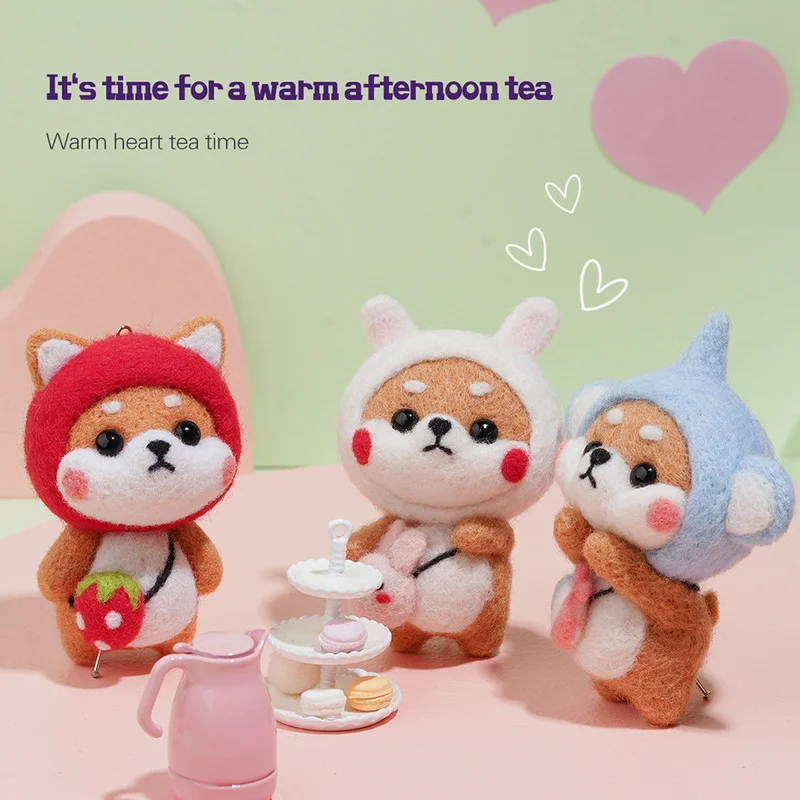 1Pcs DIY Doll Needle Felting Kit Crafts Wool Felting Animals Kit Non Finished Dog Handcraft Set for DIY Handmade Holiday Gifts