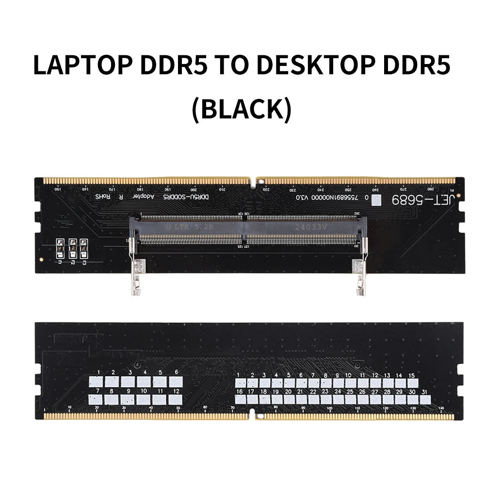 Laptop to Desktop Memory Adapter Card - SO-DIMM to DIMM RAM Connector Transformation