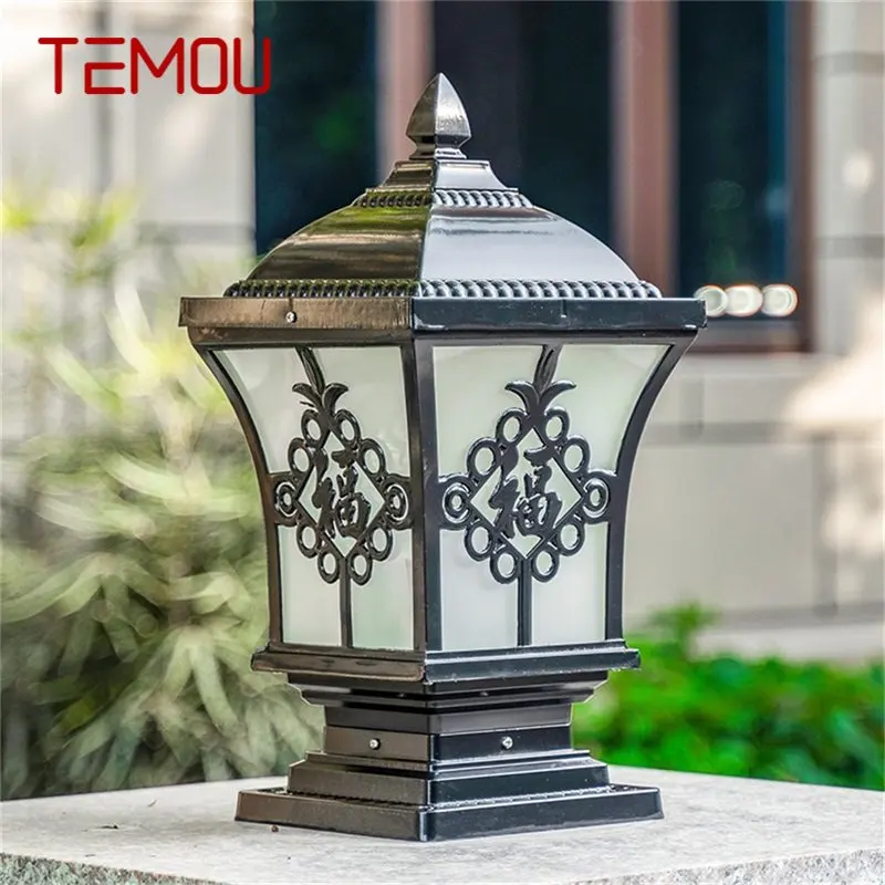 

TEMOU Outdoor Classical Post Light Retro Waterproof Pillar LED Wall Lamp Fixtures for Home Garden