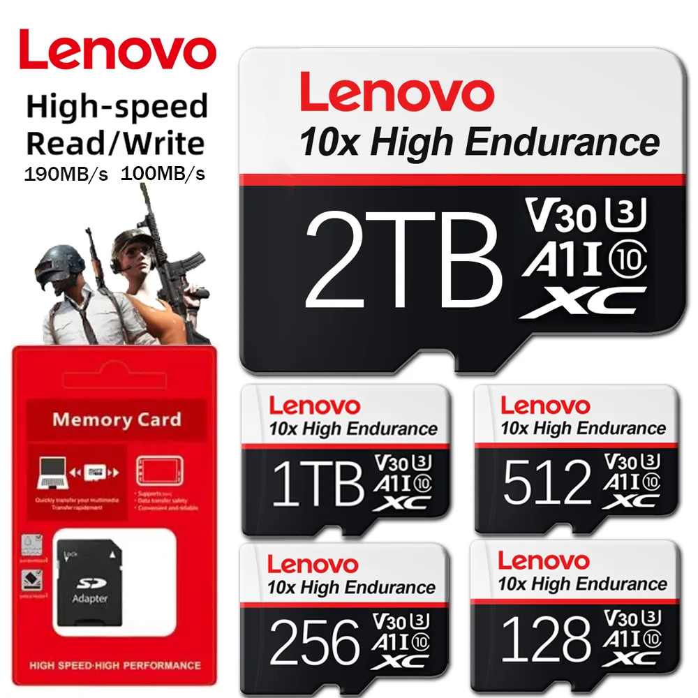 Tarjeta de memoria Lenovo de 2 TB, 128 GB, clase 10, V60, TF, 1 TB, mini SD, 512 GB, micro TF SD de alta velocidad, 256 GB para Nintendo Switch