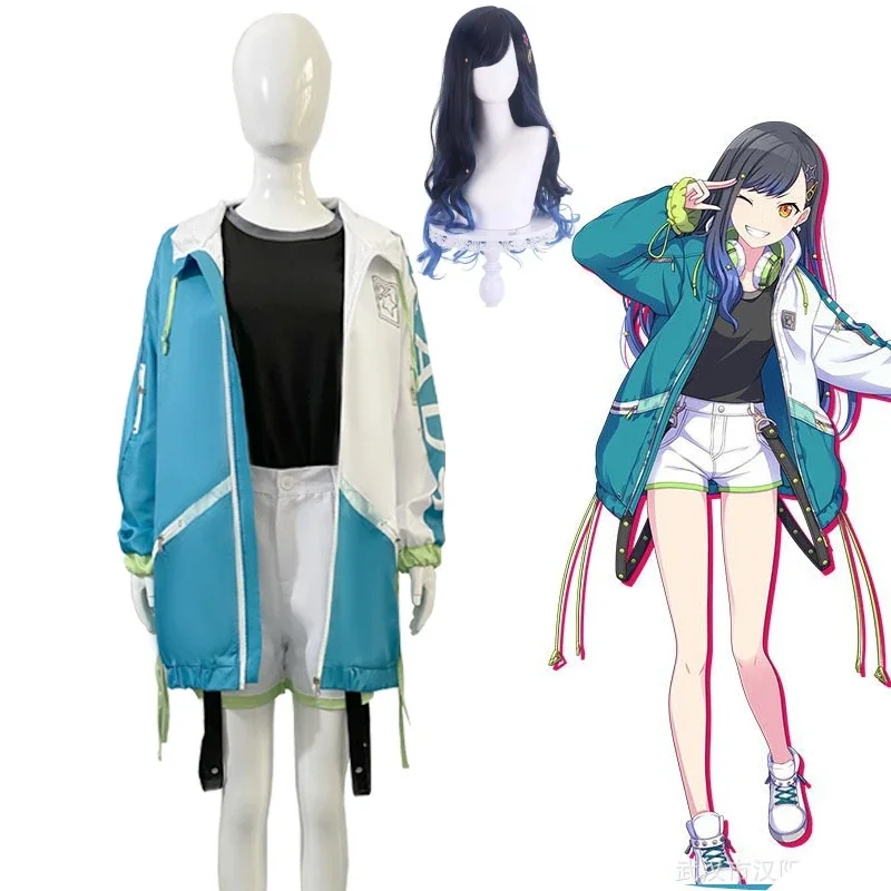 

Wonderlands×Showtime Shiraishi An Cosplay Costumes Colorful Stage Feat Coat Shorts Belt Full Suit Role Play Wig Costume Women