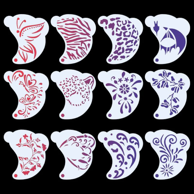 Face Painting Tattoo Stencil DIY Spray Painting Eyebrow Tattoo Template Dance Party Makeup Tools Beauty Stickers