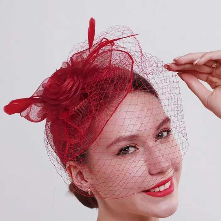 Vogelkäfig-Schleier, weißes Stirnband für Braut, russischer Tüll, Fascinator, Gesichtsnetz, Maske, Haarschmuck, Hochzeitsaccessoire, kurzer Rougeschleier – Detail 5