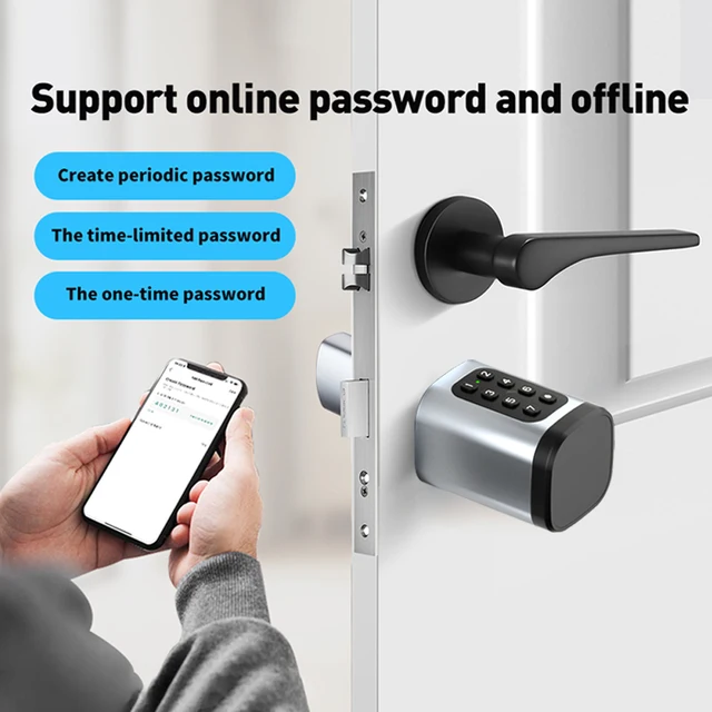 Tuya APP Fingerprint Cylinder Smart Door Lock Electronic Digital RFID Keypad Code Keyless Remote Control Adjustable 60mm-90mm 6