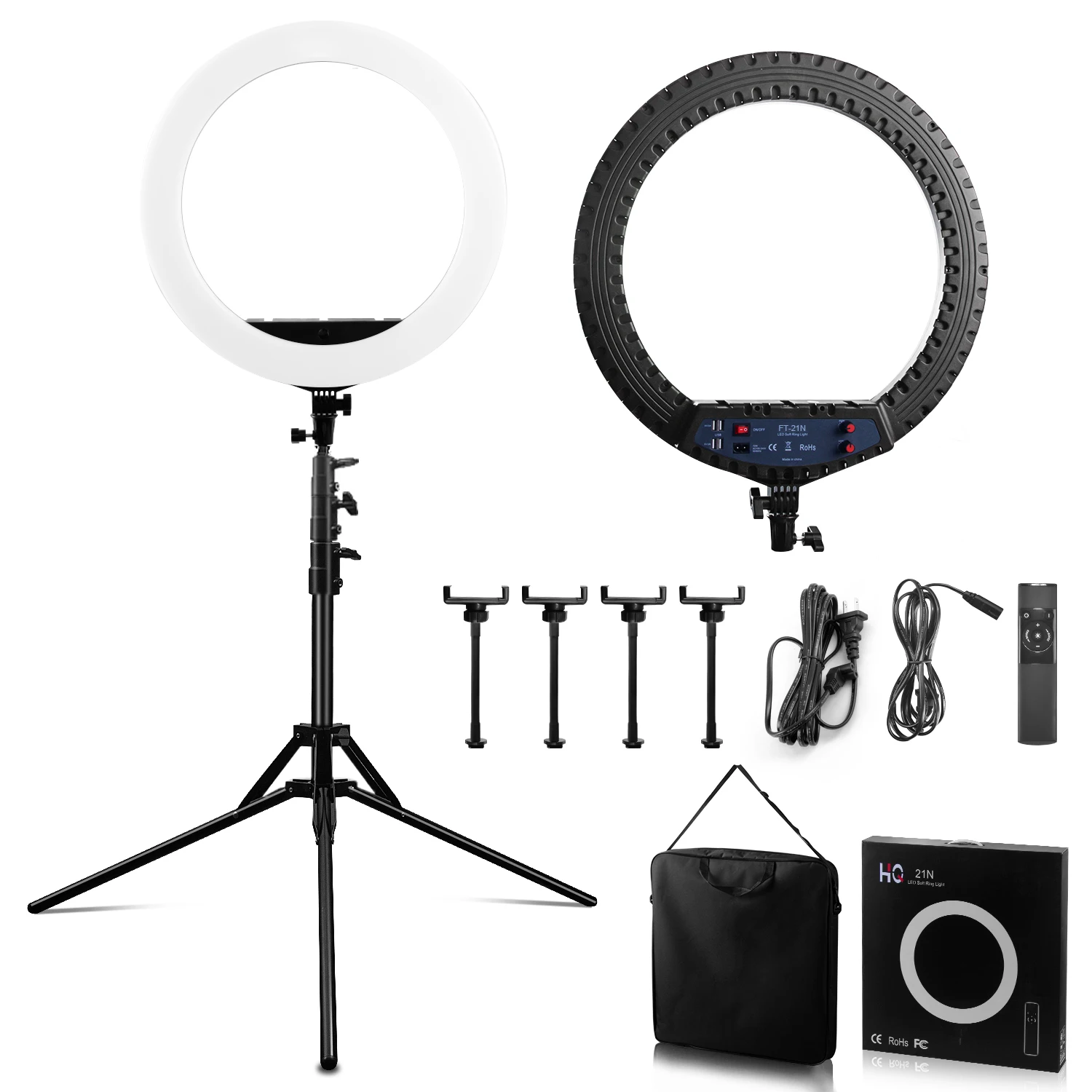 Fosoto FT-21N 21 Inch LED Photography Light Dimmable USB Charge Ring Lamp with Tripod Remote For Makeup Youtube Lighting 2