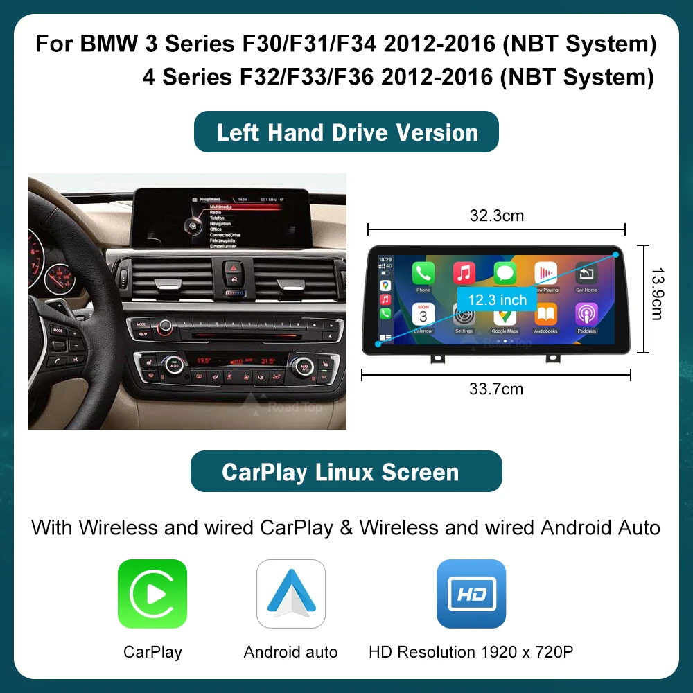 12.3 Wireless CarPlay Linux System Multimedia Display For BMW