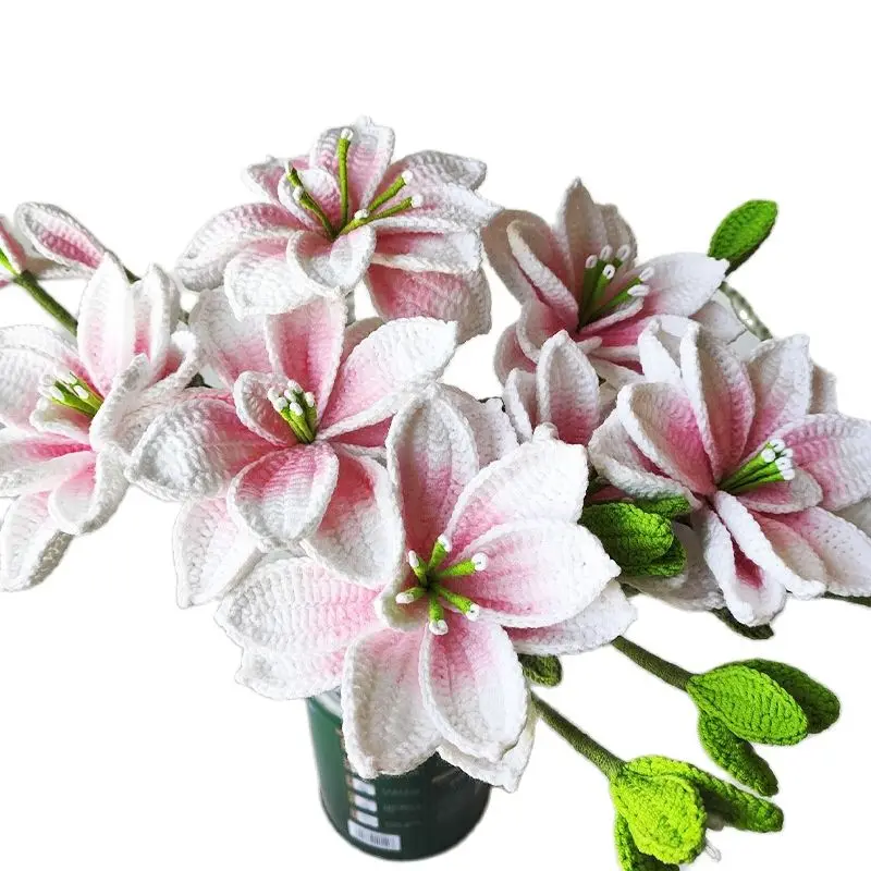 

5 Branches Pink Lily Artificial Flowers Home Hotel Decoration Flowers Arrangement Bouquet DIY For Wedding Party Holiday Ornament
