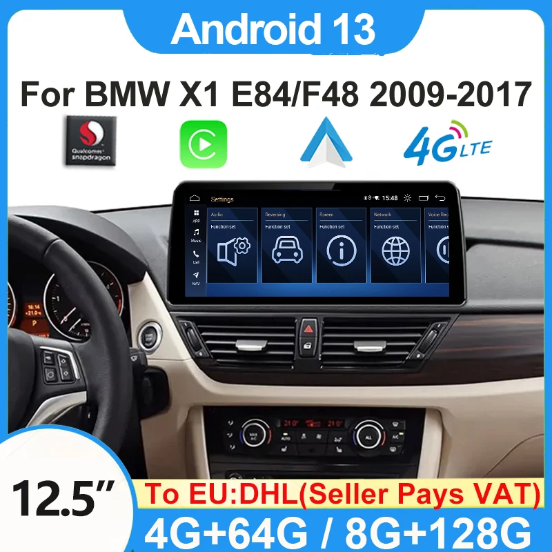 

Snapdragon665 Android 13 128G Multimedia GPS Navigation Wireless Carplay Player For BMW X1 E84 F48 Car Radio Head Unit 2009-2017