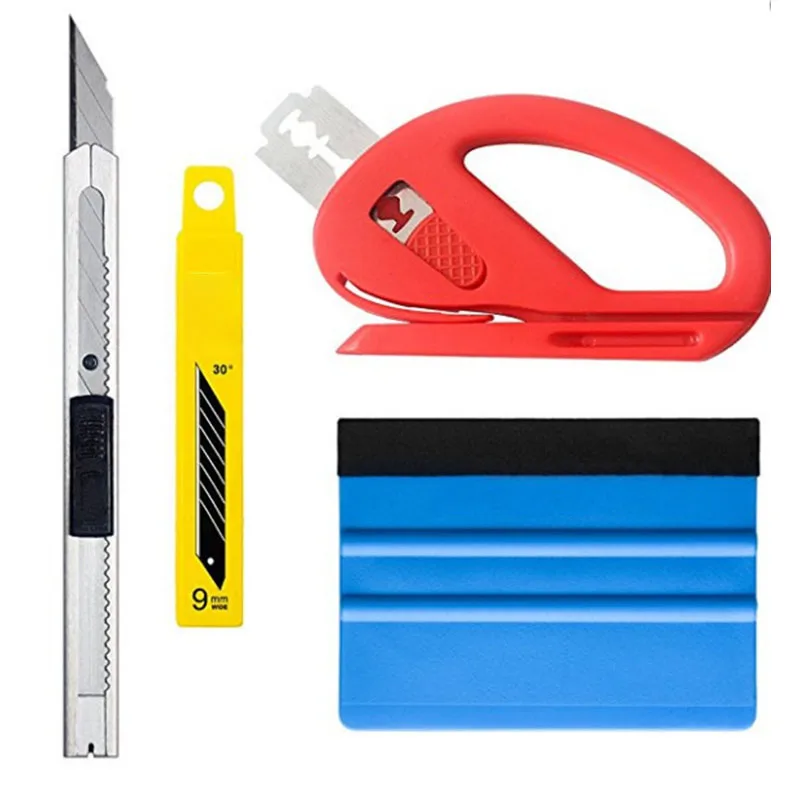 4Pcs/Set Car Foil Tool Vinyl Wrap Film Auto Wrap Tools Kit car wrapping tools automotive film tools Auto Sticker Felt Squeegee Scraper Snitty Cutter Car Styling