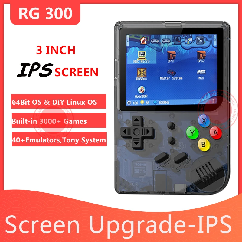 

ANBERNIC Новый 2,8 дюймовый IPS экран Ретро игра 300 Тони система видео игры RG 300 16G PS1 64 бит портативный игровой плеер RG300
