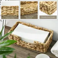 Water Hyacinth Napkin Holder Wicker Baskets Rustic Wicker Paper Hand Towels Storage Tray Woven Napkin Holder Tray for Kitchen 2
