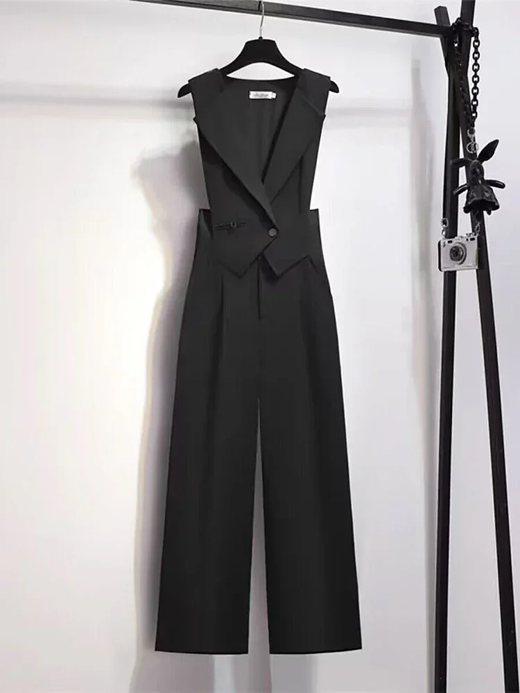 2024 New Office Lady Jumpsuit Women Spring Autumn High Waist Suit Jumpsuits Combinaison Femme Elegant Overalls