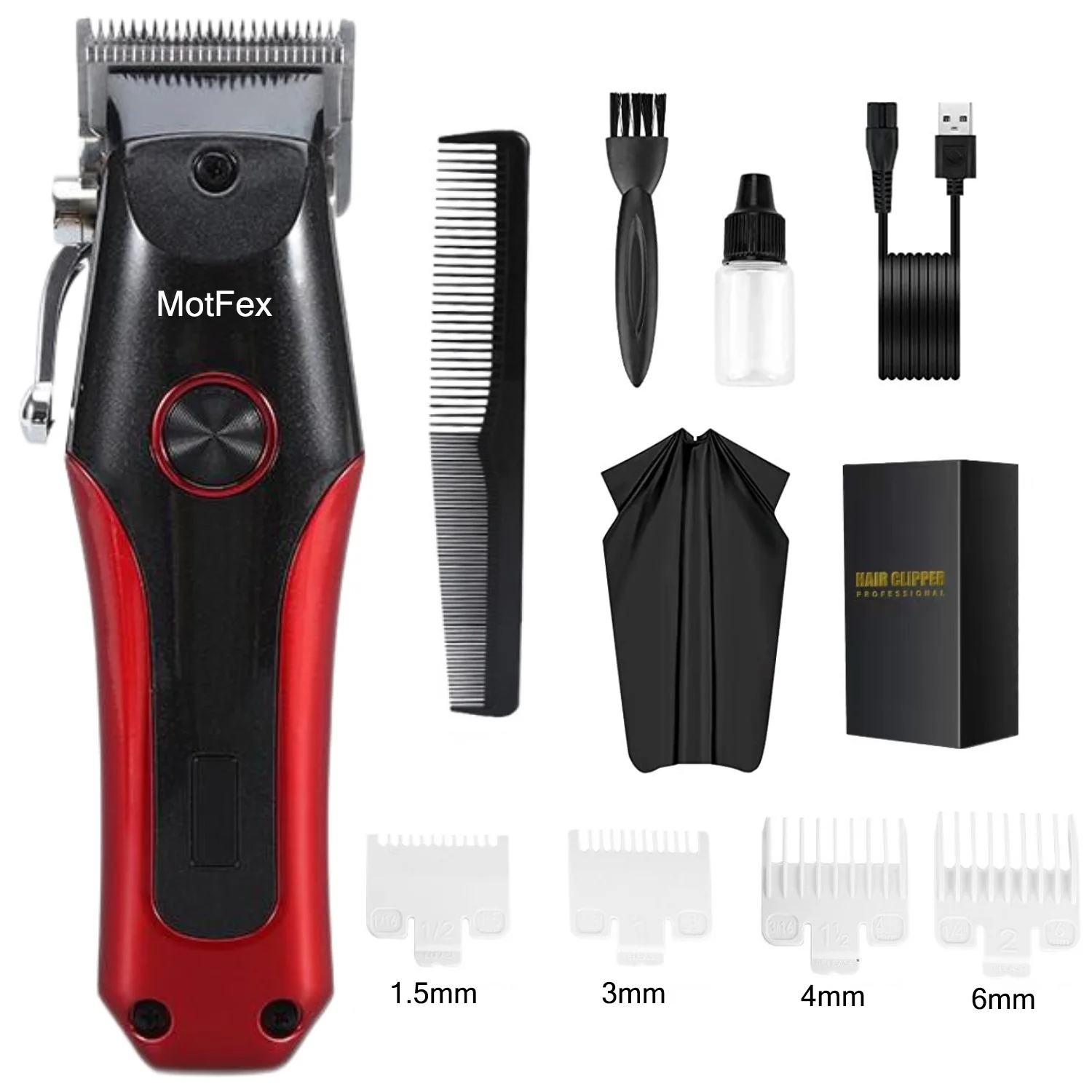 

MotFex Black Knight Series Professional Oil Head Gradient Electric Hair Clipper Mini Body LED Power Reminder Salon Hair Trimmer