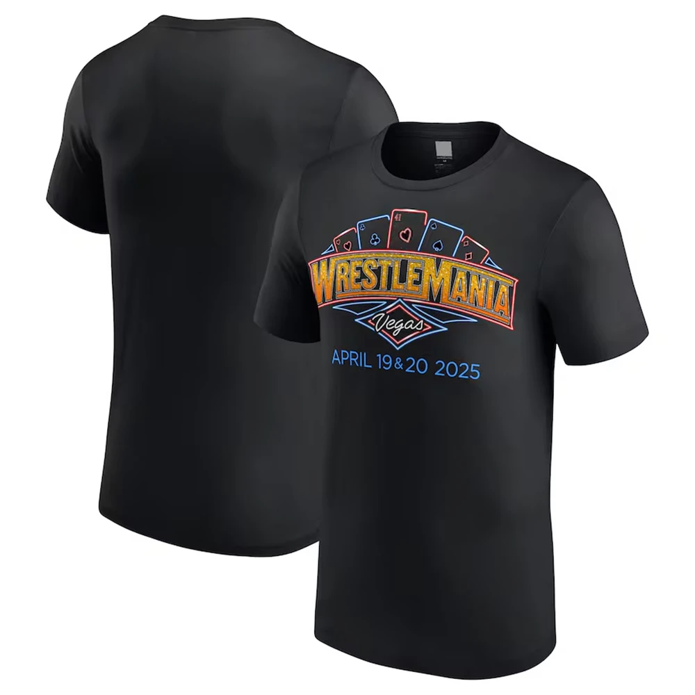 

Wrestling Men Black WrestleMania 41 Logo T-Shirt Hot Selling New Summer Women's Short Sleeve Tops Shirt Children's 3D