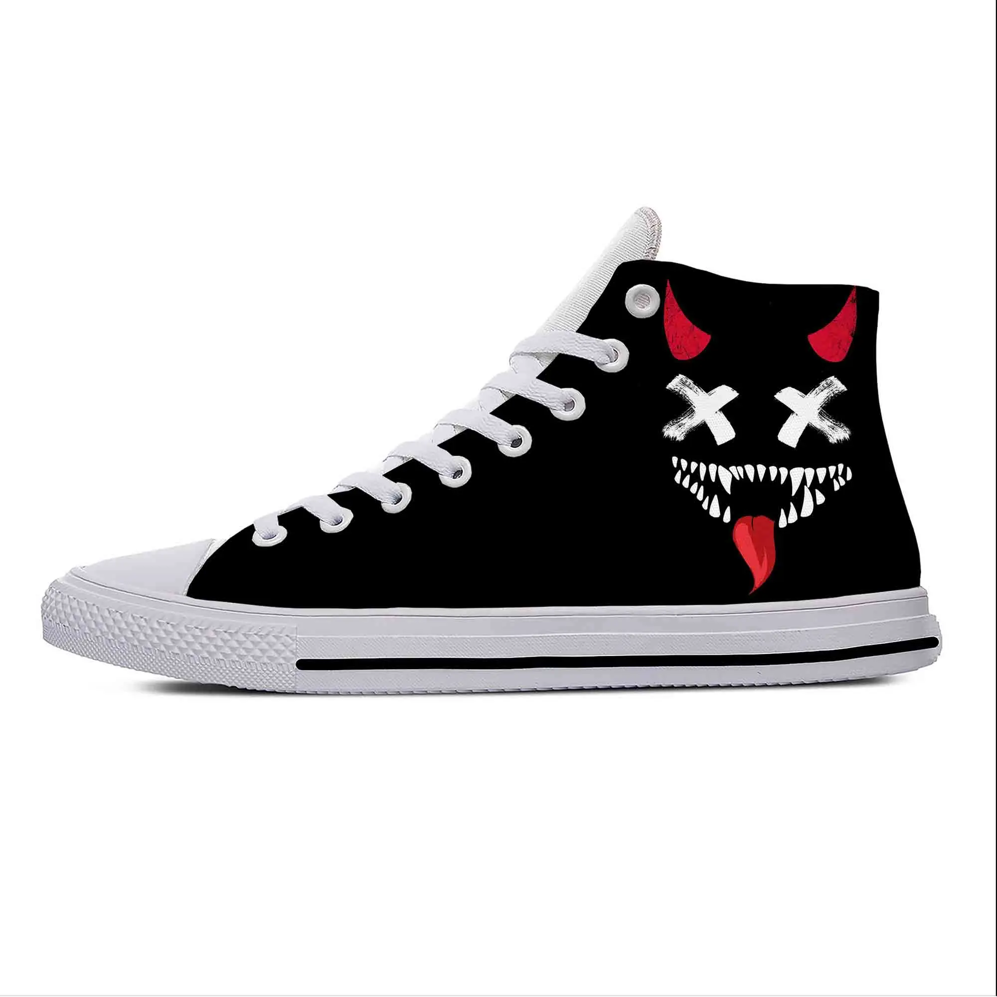 Anime Cartoon Demon Devil Smiling Smile Face Cool Casual Cloth Shoes High Top Lightweight Breathable 3D Print Men Women Sneakers