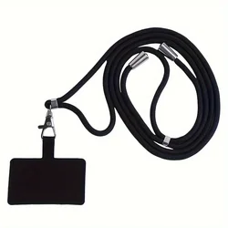 Universal Colorful Adjustable Phone Neck Strap Lanyard with Detachable Safety Tether (Black)