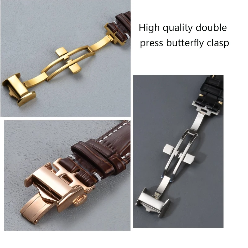 Rose Gold Double Press Butterfly Clasp Watch Strap Buckle Accessory