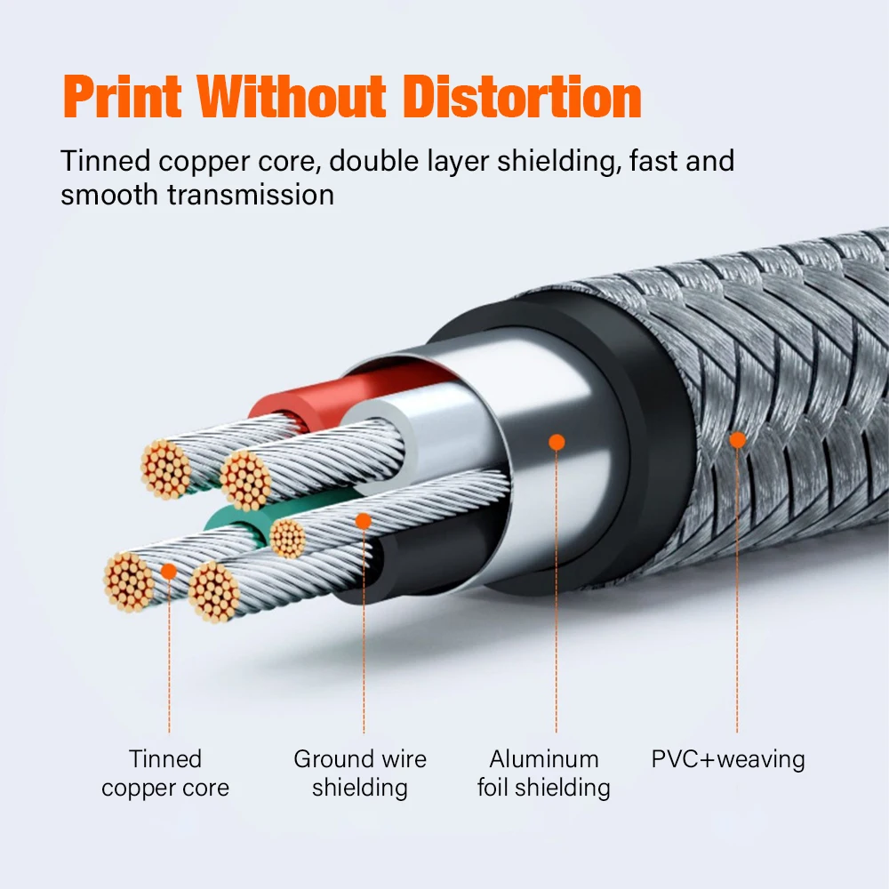 Premium USB C to Type B 2.0 Data Cable for Printers and Electronic Instruments