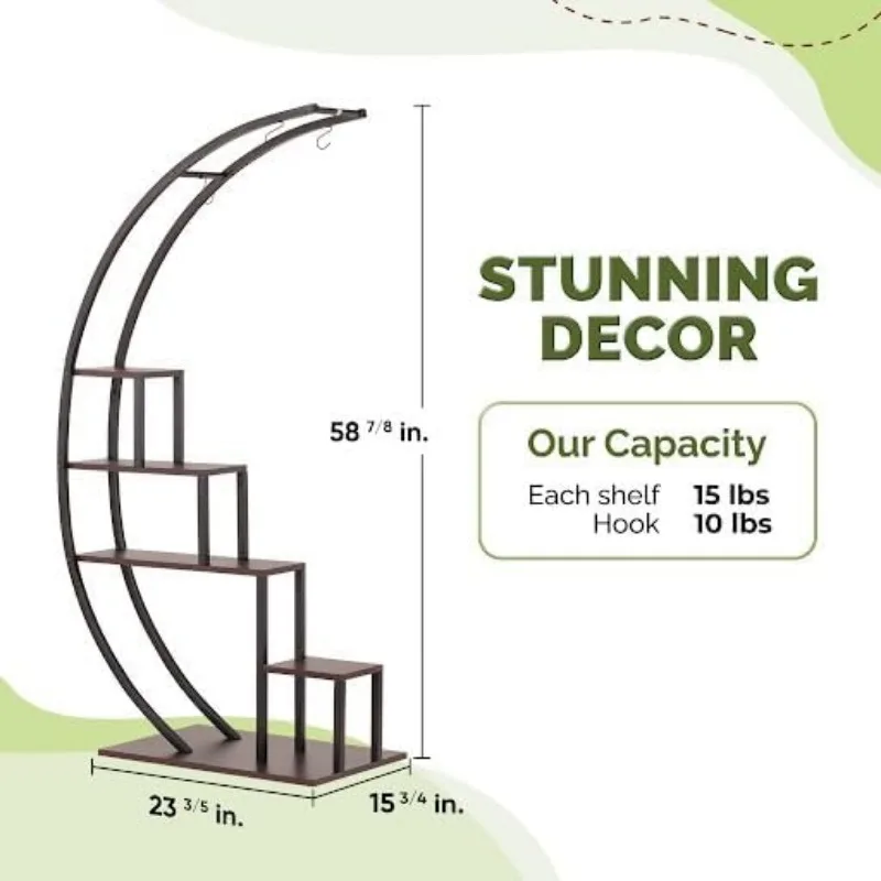Metal Plant Stand, Heart Shape Ladder Plant Stands for Indoor Plants Multiple, Black Shelf Rack for Home Patio Lawn Garden