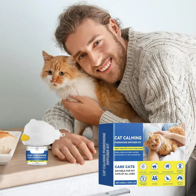 Cat Pheromone Diffuser 45ml Cat Calming Long Lasting Pheromone Plug-in Relaxants Calm Reduce Fighting
